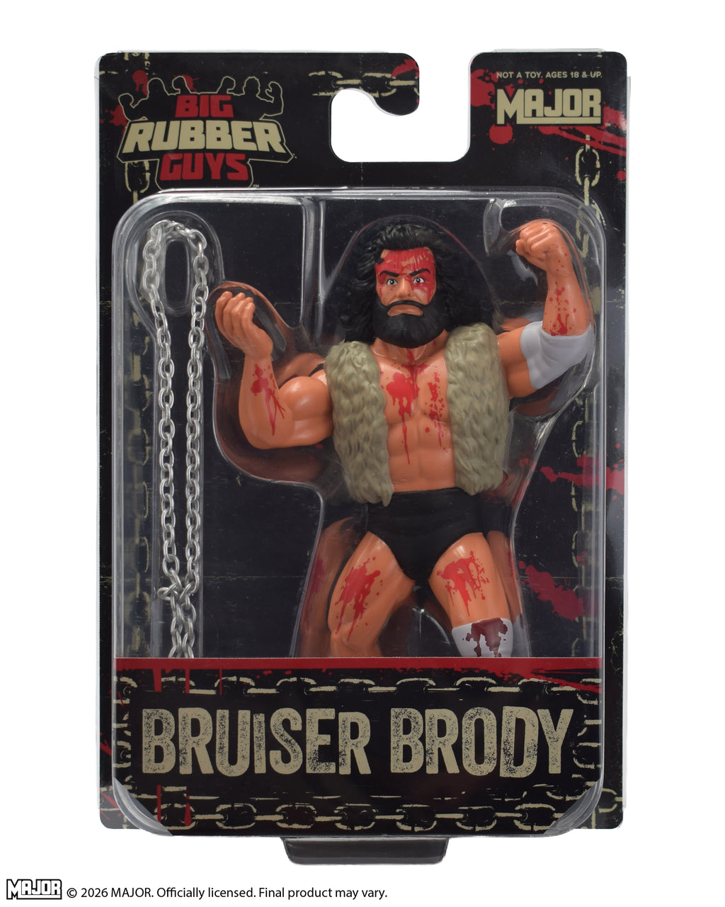 Limited to 1,000 Bloody Bruiser Brody Big Rubber Guy Action Figure, 1980s Retro 8" Collectible Toy (SHIPS IN NOVEMBER)