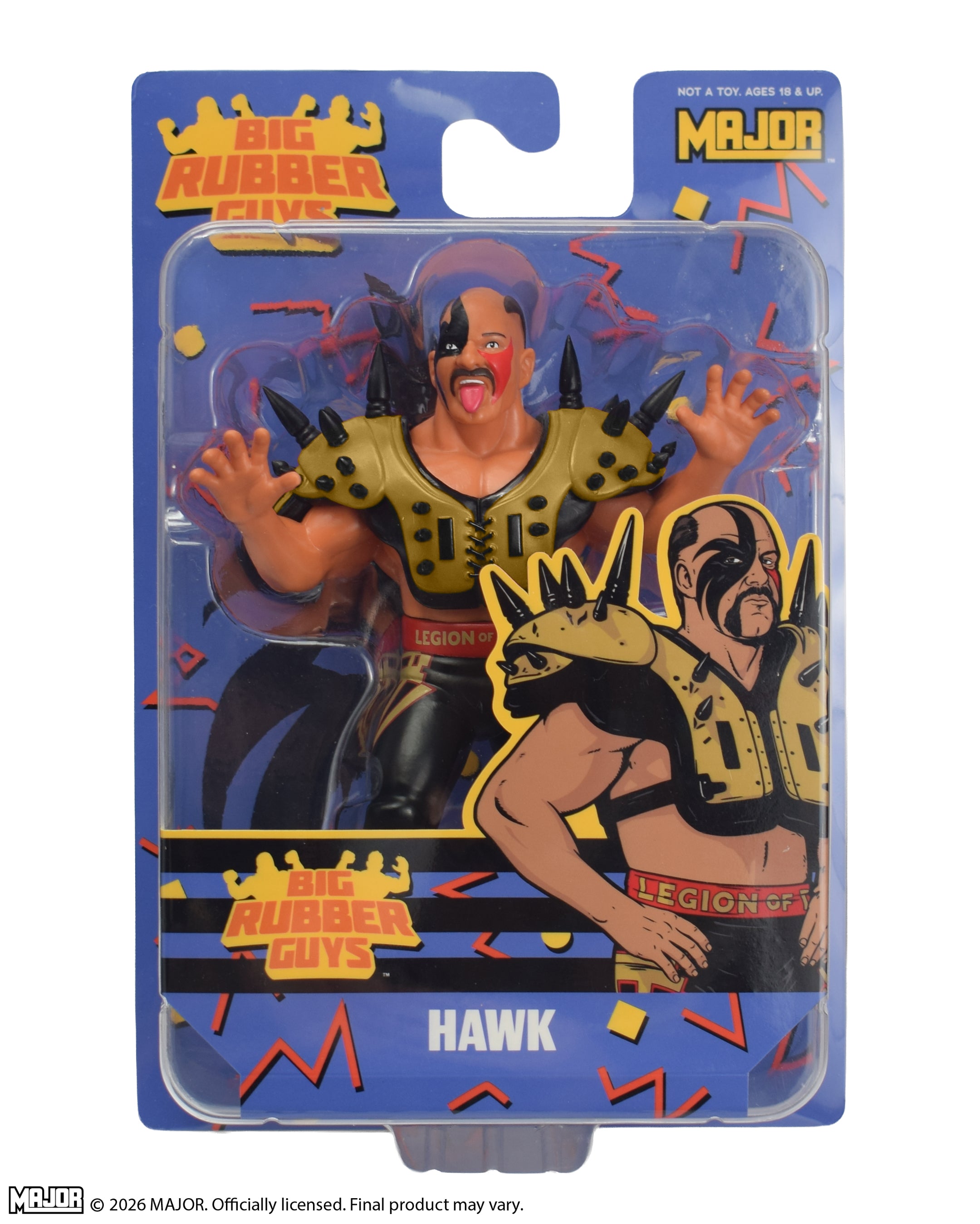 Road Warrior Hawk (Gold) Big Rubber Guy Action Figure, 1980s Retro 8" Collectible Toy (FREE US SHIPPING - SHIPS IN OCTOBER)