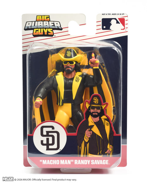 "Macho Man" Randy Savage MLB Padres Big Rubber Guy Action Figure, 1980s Retro 8" Collectible Toy