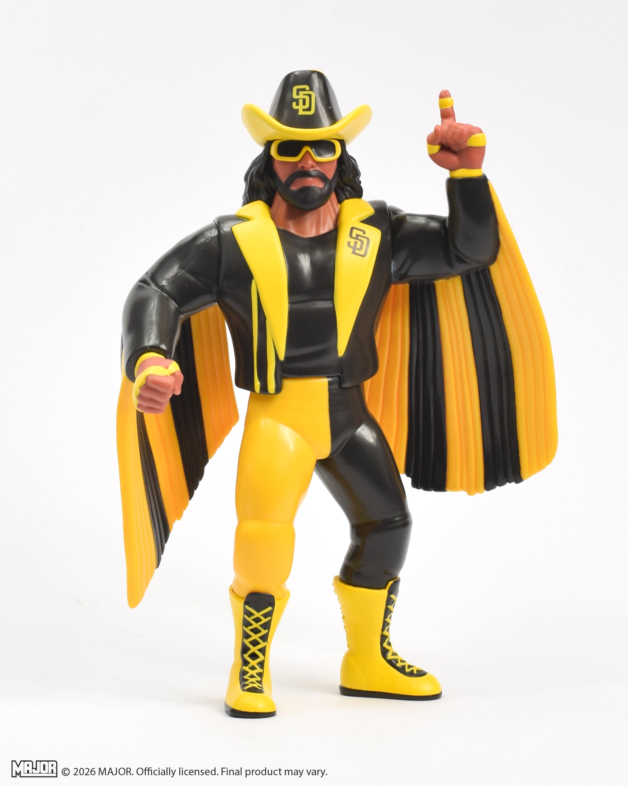 "Macho Man" Randy Savage MLB Padres Big Rubber Guy Action Figure, 1980s Retro 8" Collectible Toy