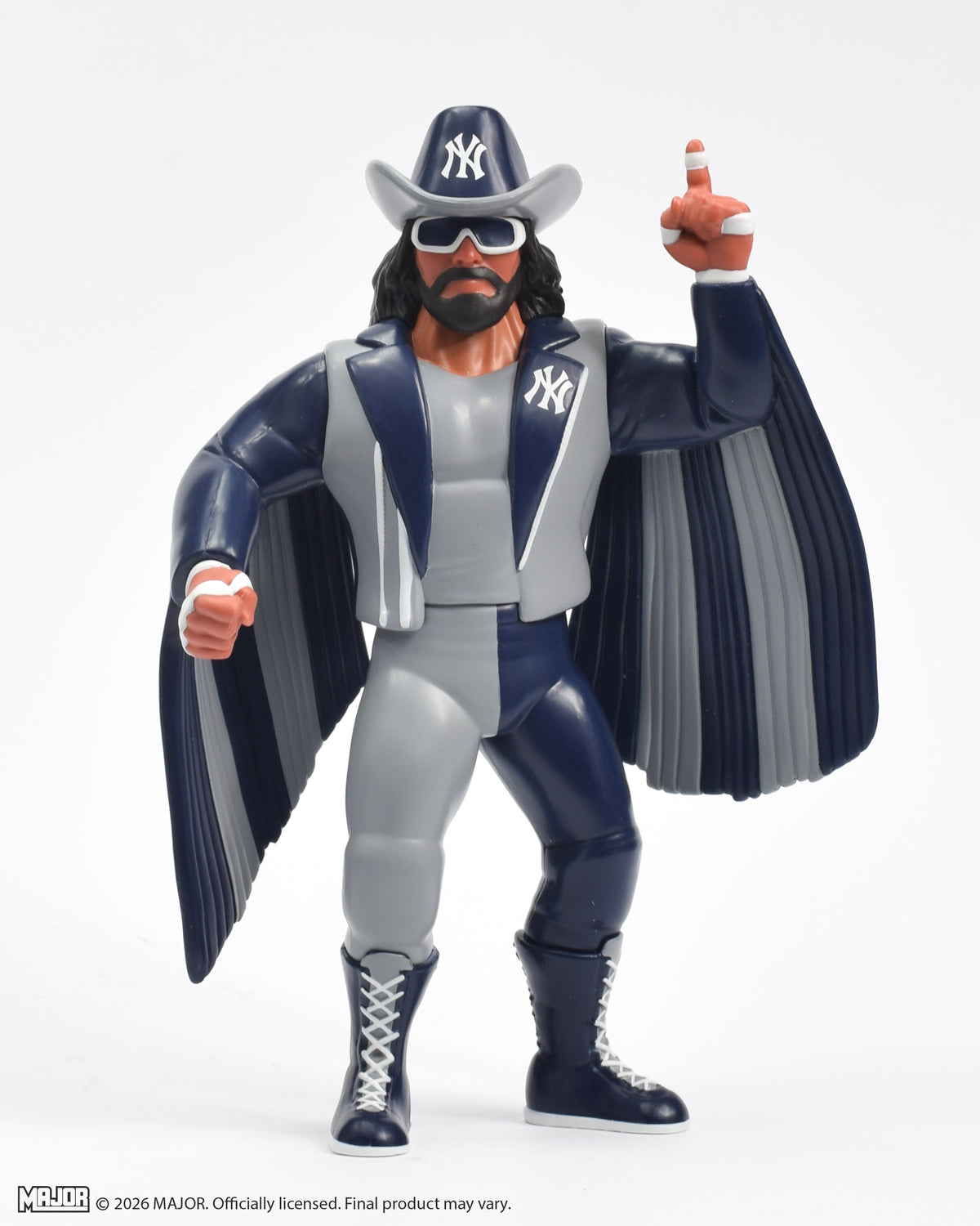 "Macho Man" Randy Savage MLB New York Yankees Big Rubber Guy Action Figure, 1980s Retro 8" Collectible Toy