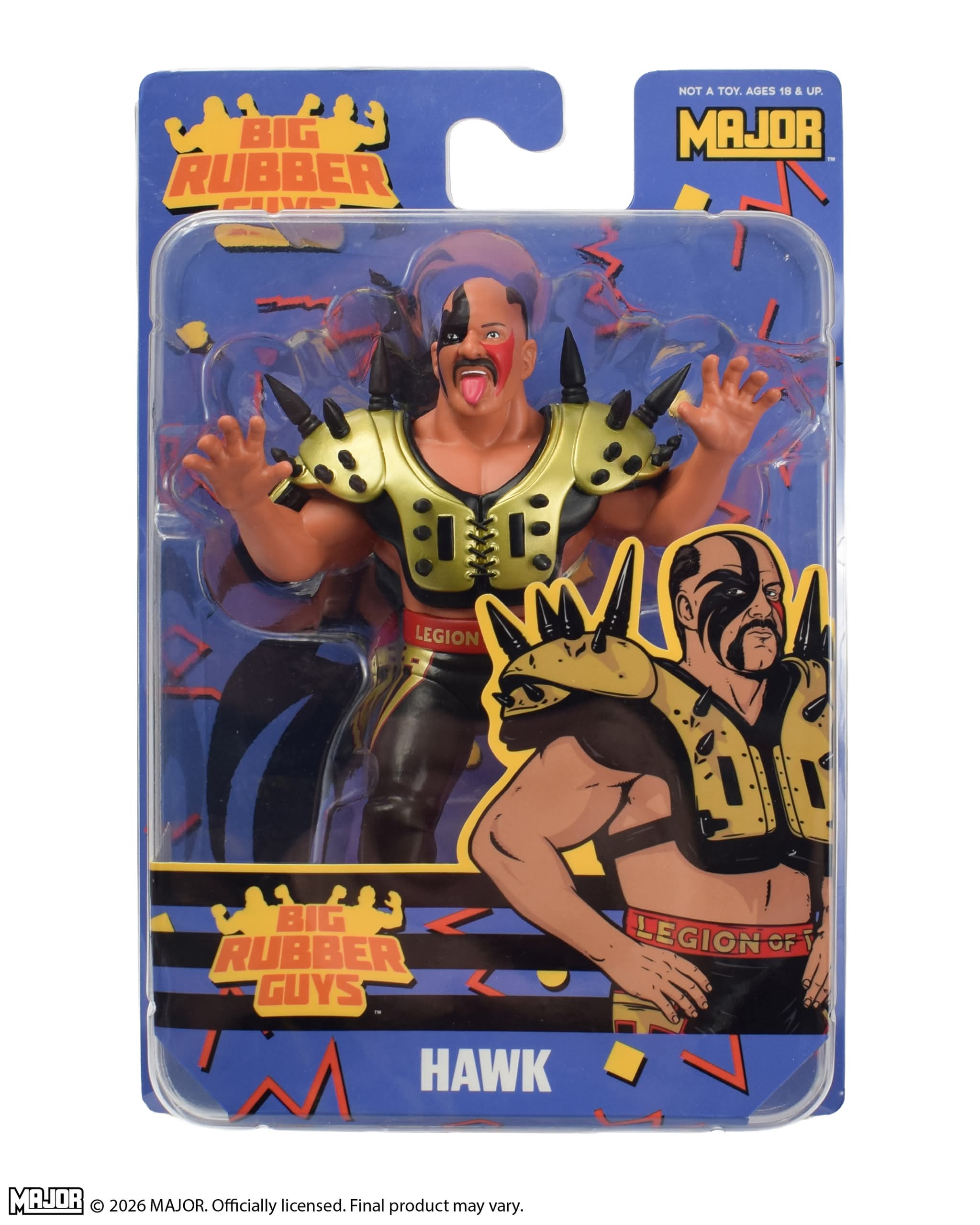 Road Warrior Hawk (Gold) Big Rubber Guy Action Figure, 1980s Retro 8" Collectible Toy (FREE US SHIPPING - SHIPS IN OCTOBER)