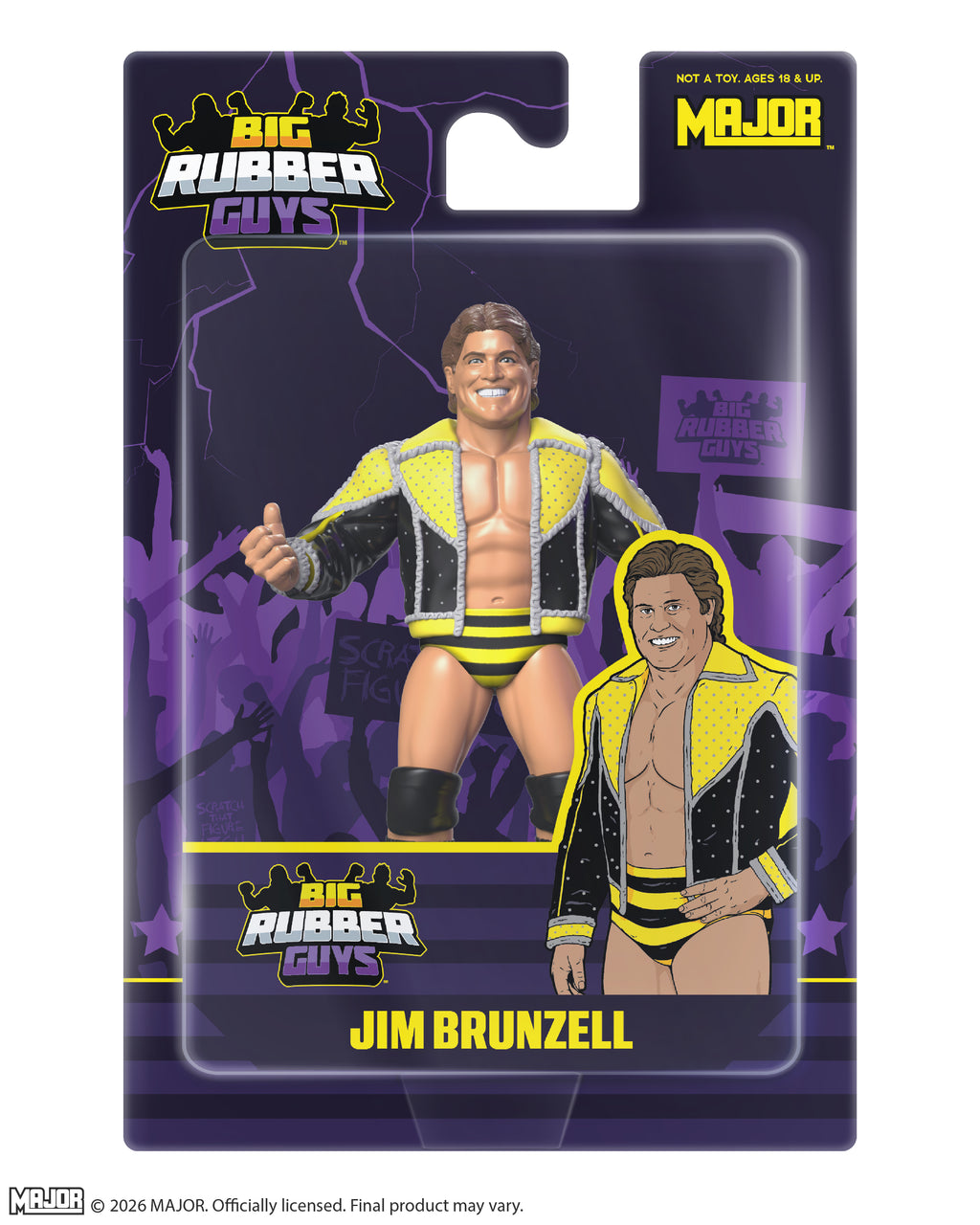 Jim Brunzell Big Rubber Guy Action Figure, 1980s Retro 8" Collectible Toy (FREE US SHIPPING - SHIPS IN MAY)