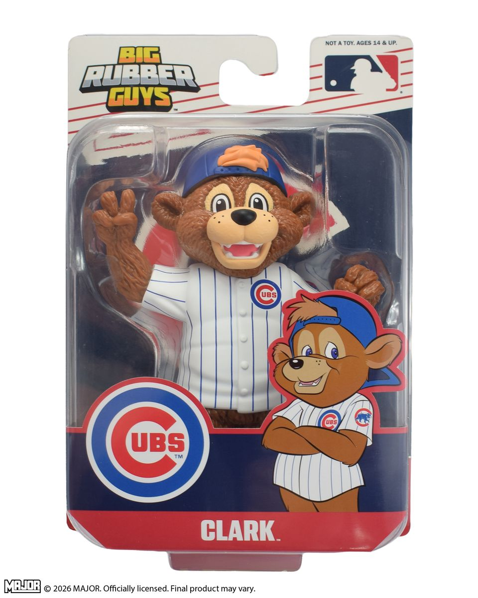 Major League Baseball Chicago Cubs Clark the Cub Mascot Big Rubber Guy Action Figure, 1980s Retro 8" Collectible Toy (FREE US SHIPPING - SHIPS IN OCTOBER)